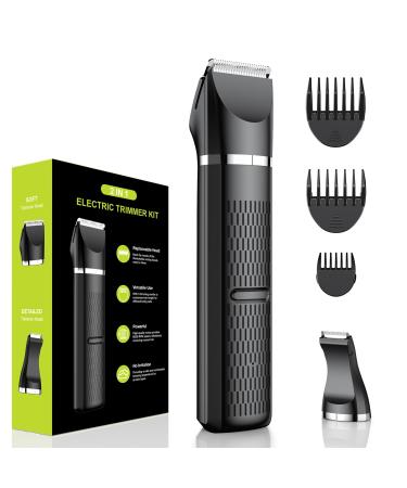 Rolgno Body Hair Trimmer for Men Bikini Trimmer Women No Irritation Rechargeable Body Groomer Men with Replaceable Ceramic Blade Heads IPX7 Waterproof Grooming Kit for Private Parts Arms Legs Black