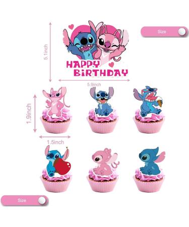 Pink Lilo &And Stitch Cake Toppers Girl Stitch Theme Birthday Party Cupcake Decorations(25pcs) - Buy Online on GoSupps.com