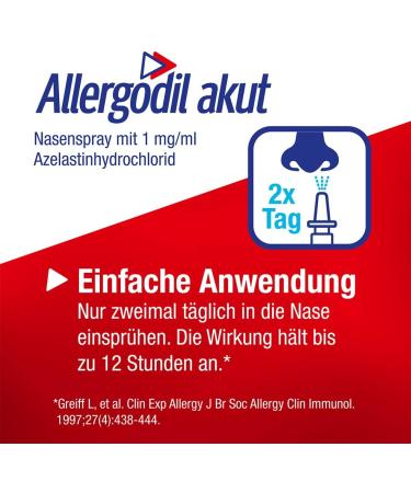 Allergodil Acute Nasal Spray - Azelastine for Hay Fever & Allergies 1 mg/1 ml 5 ml - Fast Relief - Buy Online on GoSupps.com