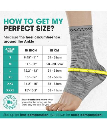 Modvel Foot & Ankle Brace Socks - Compression Sleeve for Sprained Ankles Tendonitis & Arthritis - Support for Men & Women - Light Grey Large - Buy Online on GoSupps.com