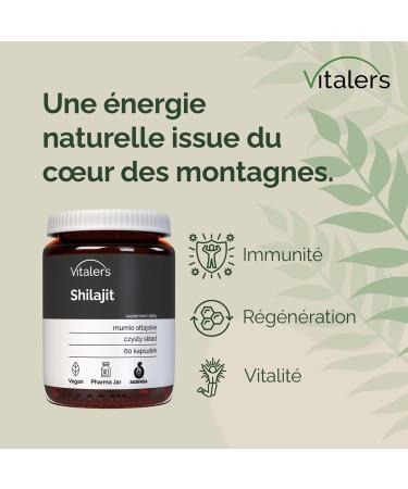 Vitaler's Shilajit 400 mg - 60 g lules Vegan 2 mois de suppl mentation Sans conservateur Composition pure - Buy Online on GoSupps.com