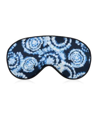 Blue Tie Dye Sleep Mask for Women Adjustable Sleeping Eye Shades Cover with Elastic Strap