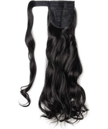 Ponytail Extension Wrap Around Long Straight Curly Clip in Ponytail Hair Extensions for Women Brown Black Blonde Hairpiece 24"-Curly Dark Black - Buy Online on GoSupps.com