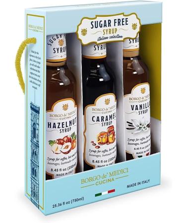 Premium Sugar Free Syrup Gift Set - Caramel, Hazelnut & Vanilla Flavours - 3 x 250ml Bottles for Coffee, Cocktails & More - Buy Online on GoSupps.com