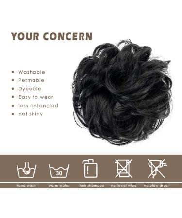 BARSDAR 100% Real Hair Extensions - Curled Messy Bun Hair Tie & Hair Part for Women - 1# Black 1 Piece - Buy Online on GoSupps.com