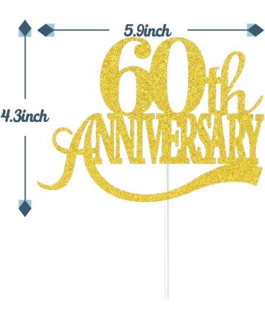 Tenhaisi Glittery Gold Happy 60th Anniversary Cake Topper Cake Topper For 60th Anniversary Wedding Engagement Party Sign - 60 Anniversary Cake Toppers - Fabulous 60 Years Loved Anniversary Decoration - Buy Online on GoSupps.com