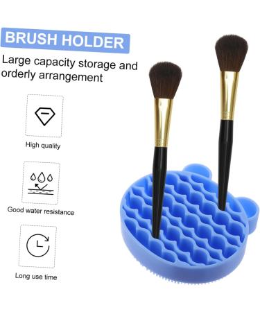 Housoutil 2 1 Makeup Brush Holder Makeup Cleaner Pad Facial Brush Silicone Holder Cosmetic Brush Cleaning Facial Scrubber Makeup Brush Drying Holder Brush Washing Mat Storage Box Silica Gel 11x10cm Blue - Buy Online on GoSupps.com