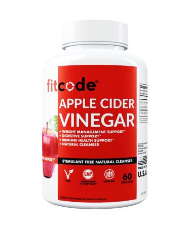 fitcode Extra Strength Apple Cider Vinegar Pills  500mg  Natural Digestion  Detox  & Immune Support Apple Cider Powder with Cayenne Pepper for Enhanced Cleansing & Weight Loss Support  60 Capsules
