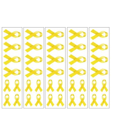 40 Yellow Ribbon Temporary Tattoos: Sacroma  Bone Cancer Awareness Tattoo