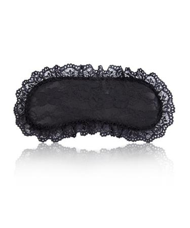 1 Pack Soft Lace Eye Mask with Adjustable Strap Satin Sleeping Mask Half Face Mask for Travel Meditation Halloween Costume Party Prom Ball Black
