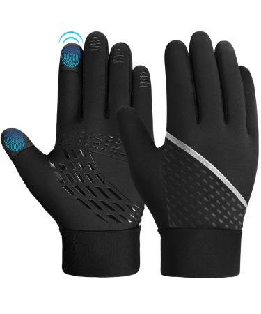 Oopor children gloves warm winter gloves-kids outdoor sports thermo fleece bicycle gloves running gloves with anti-slip windproof touch screen for small young girl black 4-12 years l 10-12 years black - Buy Online on GoSupps.com