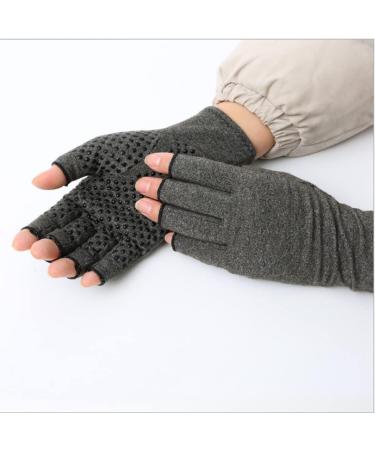 Arthritis Compression Gloves for Pain Relief - Non-Slip Fingerless Design for Men & Women - Large Gray Pair - Buy Online on GoSupps.com
