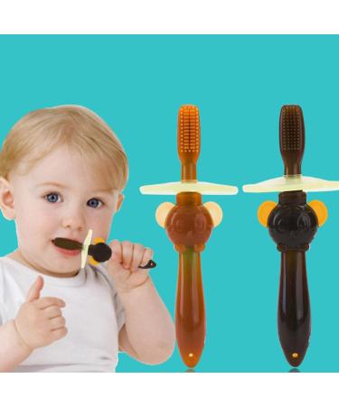 Ipetboom Silicone Baby Toothbrush - 2-in-1 Oral Care Bite Ring for Kids | Soft Bristle Training Brush in Beige - Buy Online on GoSupps.com