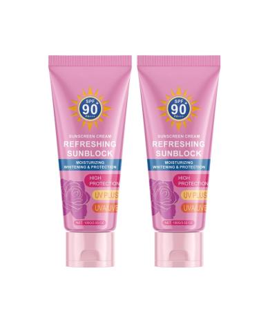Lightening Insulating Sunscreen Moisturizing And Lightening Insulating Protection High Protection Against Rays Sunscreen Natural Makeup Cream,SPF90,100g(2)