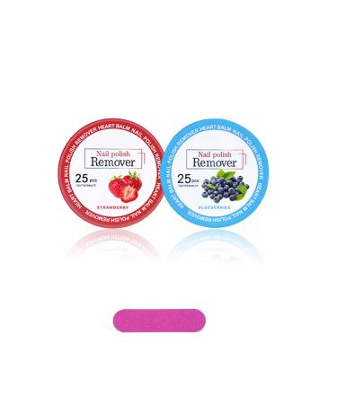 50PCS Nail Polish Remover Pads Gel Nail Wipes Nail Paint Remover Nail Varnish Remover Pads Lint Free Wipes for Nails Easy to Carry Instant Removal Nail Wipes (Strawberries Blueberry)