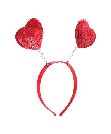 Lurrose Red Sequin Heart Headband - Festive Love-shaped Hair Boppers for Parties and Festivals - Buy Online on GoSupps.com