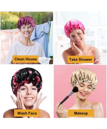 5pcs Double Layer Reversible Satin Bonnet for Black Women - Large Drawstring Silk Hair Cap for Curly Hair and Braids - Buy Online on GoSupps.com