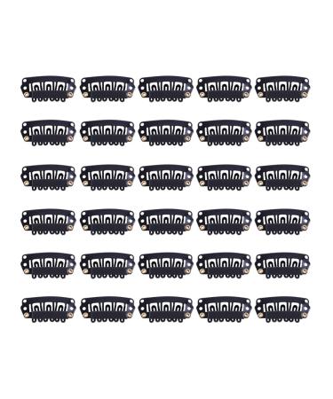 30 Pieces Hair Extensions Clips Wig Clips 28mm U-Shape Snap Comb Clips with Silicone Back (Black) 28mm U-Shape Black
