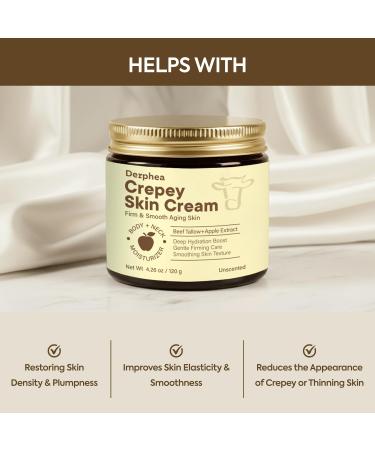 Crepey Skin Repair Treatment: Crepey Skin Repair Cream for Aging Skin with Pure Beef Tallow Soluble Collagen & Apple Fruit - Advanced Crepe Fix Cream for Neck Arms Chest Body - Unscented Body - Crepey Skin 4.26 Ounce (P  - Buy Online on GoSupps.com