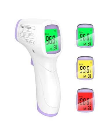 Surcom Touchless Thermometer for Adults Kids, 2 in 1 Infrared Forehead Thermometer Body Thermometer & Surface Thermometer for Fever Purple