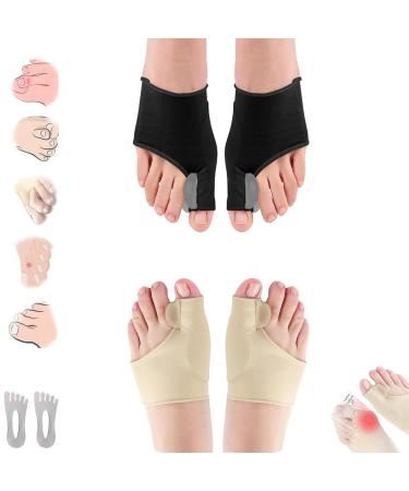Smilamo Premium Bunion Corrector Sock - Browsluv Premium Toe Bunion Corrector - Bunion Corrector for Women - Comfortable Orthopedic Bunion Toe Corrector Big toe Straightener Brace (2 PCs Black*Skin)