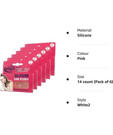 Hush Plugz Silicone Earplugs 7 Pairs X 6 (Price inclusive of 20% VAT) Pink 7 Count (Pack of 6) - Buy Online on GoSupps.com