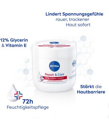 NIVEA Repair & Care Moisturizing Body Cream Non Greasy Fast Absorbing Lotion with Vitamin E & Glycerin for Very Dry & Rough Skin (400ml) - Buy Online on GoSupps.com