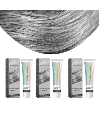 Teinture For Cheveux Gris - Formule V g tale Couleur Longue Tenue Nourrissante Et Hydratante Facile Utiliser Teinte Vibrante(3PCS)