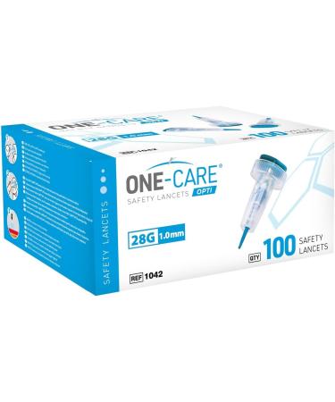 ONE-CARE OPTI Safety Lancets 28G x 1.0mm - Top Button Activated Gentle MiniFlow 100 Pack - Buy Internationally - Buy Online on GoSupps.com