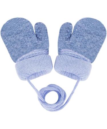 Kids Toddlers Knitted Gloves Mittens with String Boys Girls Magic Stretch Mittens Thick Fleece Lined Baby Infant Winter Warm Mittens Cartoon Cosy Full Finger Gloves Xmas Gift for Aged 0-3 Blue - Buy Online on GoSupps.com