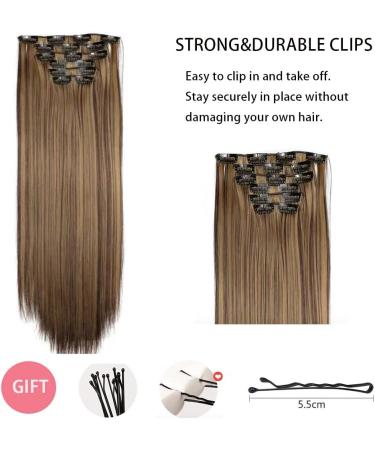 Clip-In Extensions Like Real Hair 6 Pieces 61 cm Hair Extensions with Clips 6 Wefts 16 Clips for Complete Hair Extensions Straight Hair Extensions for Women (4H27) - Buy Online on GoSupps.com
