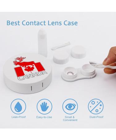 Canada Moose Flag Contact Lens Case - Cute & Portable Round Travel Kit with Mirror for Daily Outdoor Use - Buy Online on GoSupps.com