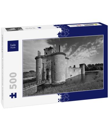 Lais Puzzle Caerlaverock Castle Dumfries and Galloway Scotland in black and white 500 pieces