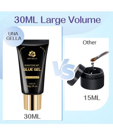 UNA GELLA Nail Art Rhinestone Glue Gel 60ml - Super Strong Adhesive for Gem Beads Crystals & 3D Nail Art | Long Lasting & Odorless - Buy Online on GoSupps.com