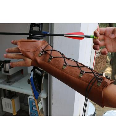 Nachvorn Handmade Brown Leather Arm Guard Bow Shooting Glove - Left Hand - Buy Online on GoSupps.com