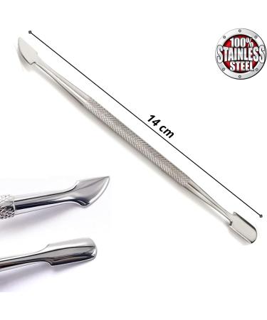 Wishbeauty Stainless Steel Dual Tool Cuticle Pusher - Manicure Pedicure Nail Cleaner - Buy Online on GoSupps.com