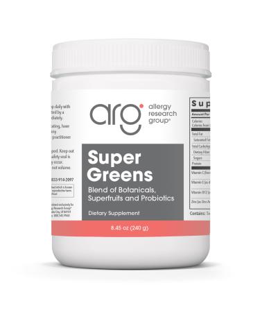 Allergy Research Group Super Greens - Superfood Green Powder with Spirulina Chlorellla and Oat Grass Clinically-Studied Probiotic Support for Women and Men - 8.45 oz (240 g)