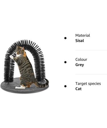 FiNeWaY Cat Scratch Arch Kitten Massaging Scratching Scratcher Pet Arch Self Grooming Groomer Shedding Soft De- shedding Bristles Play Post Sisal Nip With Catnip - No More Hair Balls And Shedding Grey - Buy Online on GoSupps.com