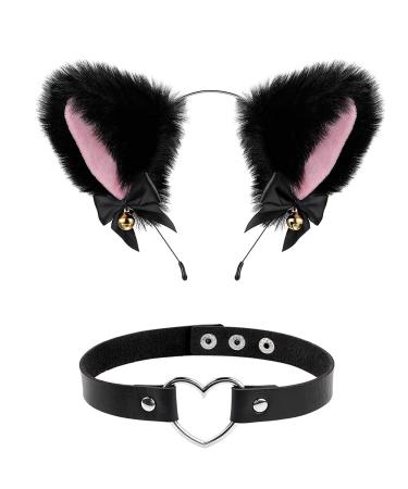 Caten ear headband faux ears hair band hair ripe with collar necker women girls hair accessories costume party everyday decoration accessories
