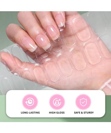 20 Semi Cured Gel Nail Strips Gel Nail Stickers Soft Gel Nail Strips Semi Cured Gel Nails Clear Colour Salon-Quality Gel Nail Polish Strips for Women and Men (Crystal Clear) - Buy Online on GoSupps.com