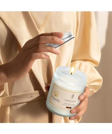 TTRWIN Vanilla & Amber Scented Candle 200g | Long Lasting Soy Wax & Essential Oil Candle in Glass Jar | Perfect Gift for Christmas, Mother's Day & Valentine's - Buy Online on GoSupps.com