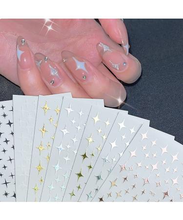 Stars Nail Art Stickers Decals 6Sheets Nail Art Supplies 3D Self-Adhesive Nail Art Decoration Stars Holographic Laser Design Nail Art Accessories Women and Girls DIY Acrylic Nail Art - Buy Online on GoSupps.com