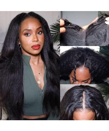 UNICE Kinky Straight V Part Wig Human Hair No Leave Out Glueless Upgrade U Part Wig Human Hair Clip in Wigs Beginner Friendly No-Sew In No Glue 24 inch 24 Inch V-part Wig