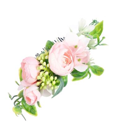 Ipetboom 1pc Hair Comb Bride Headdress for Wedding Highlights Hair Dye Kit Flower Hair Side Comb Camellia Hair Bride Headpiece Hair Clips Bridegroom Cloth Pink Decorate