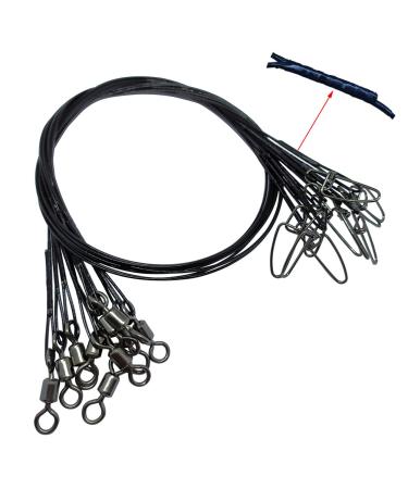 25-30 PCS Stainless Steel Fishing Wire Leader Line,19.68"/100-120Lb Heavy Duty Fishing Leader Line with Rolling Swivels Insurance Snap Connect Tackle Lures Rig or Hooks Black - Buy Online on GoSupps.com