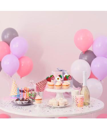 Mulukaya 24Pcs Glitter Strawberry Cupcake Toppers Treat Cake Picks for Fruit Theme Berry Baby Birthday Wedding Party Decorations Supplies - Buy Online on GoSupps.com