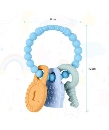 Vicloon Baby Teething Toy - BPA-Free Silicon Teether Chew Toy for Boys and Girls | Soothing Infant Teething Ring | Shower Gift - Light Blue - Buy Online on GoSupps.com