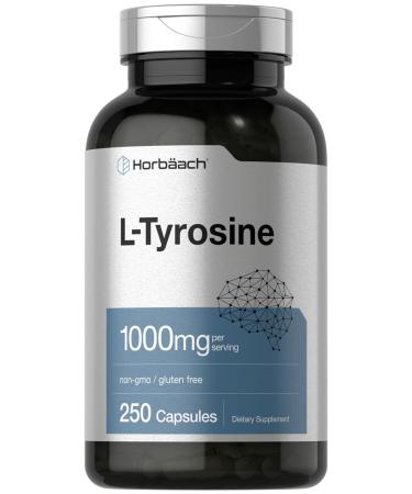 Horb ach L-Tyrosine Supplement | 1000mg | 250 Capsules | Non-GMO and Gluten Free Formula 250 Count (Pack of 1)