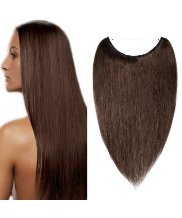 Hairpiece Extensions Real Hair Extension 1 Weft Remy Hair Hair Thickening with Wire Straight Medium Brown#4 22(56cm)-75g