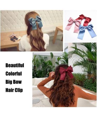 6PCS Big Bow Satin Hair Clips Ribbon French Hair Barrettes Bowknot Clip Hair Bow Clips Bow Hairpins Hair Accessories with Tails(Color Random) - Buy Online on GoSupps.com